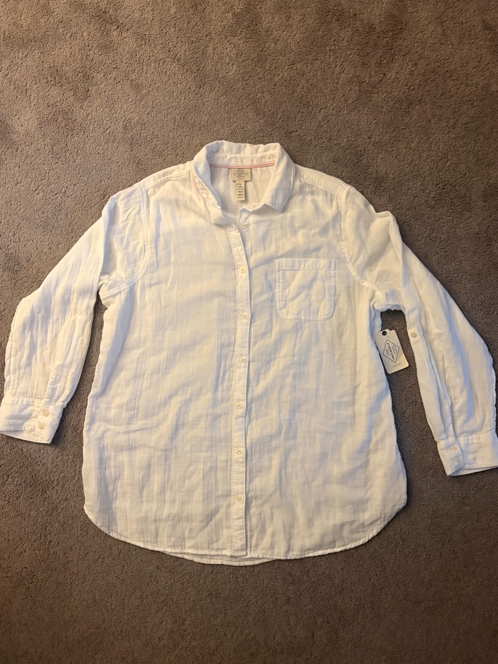 NWT St. John's Bay White Button-Up Tunic Shirt